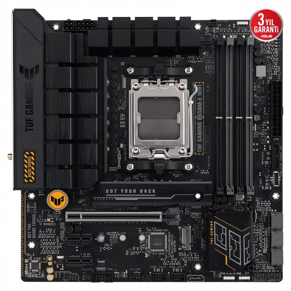 Asus Tuf Gamıng B650m-e Wıfı, 4xddr5, 2x M.2, Hdmı, Dp, Type-c, Wi-fi 6, Bluetooth V5.2, Am5 Soket Gamıng Anakart