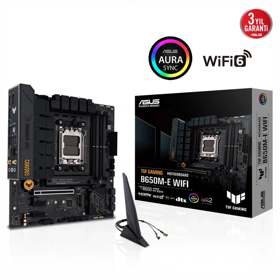 Asus Tuf Gamıng B650m-e Wıfı, 4xddr5, 2x M.2, Hdmı, Dp, Type-c, Wi-fi 6, Bluetooth V5.2, Am5 Soket Gamıng Anakart