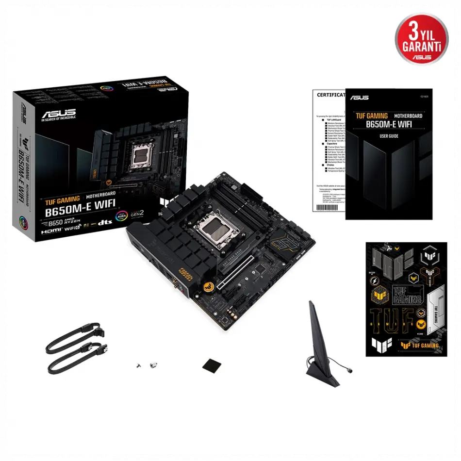 Asus Tuf Gamıng B650m-e Wıfı, 4xddr5, 2x M.2, Hdmı, Dp, Type-c, Wi-fi 6, Bluetooth V5.2, Am5 Soket Gamıng Anakart
