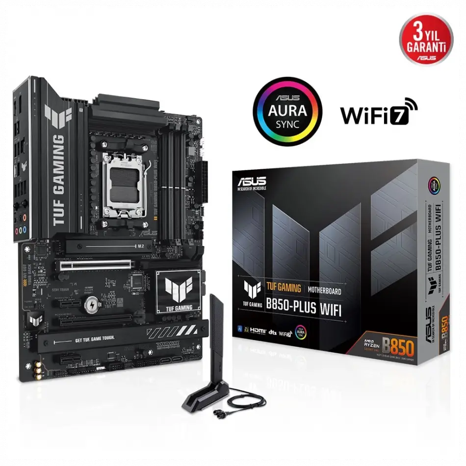 Asus Tuf Gamıng B850-plus Wıfı, 4xddr5, 3x M.2, Hdmı, Dp, Type-c, Wi-fi 7, Bluetooth V5.4, Am5 Soket Gamıng Anakart