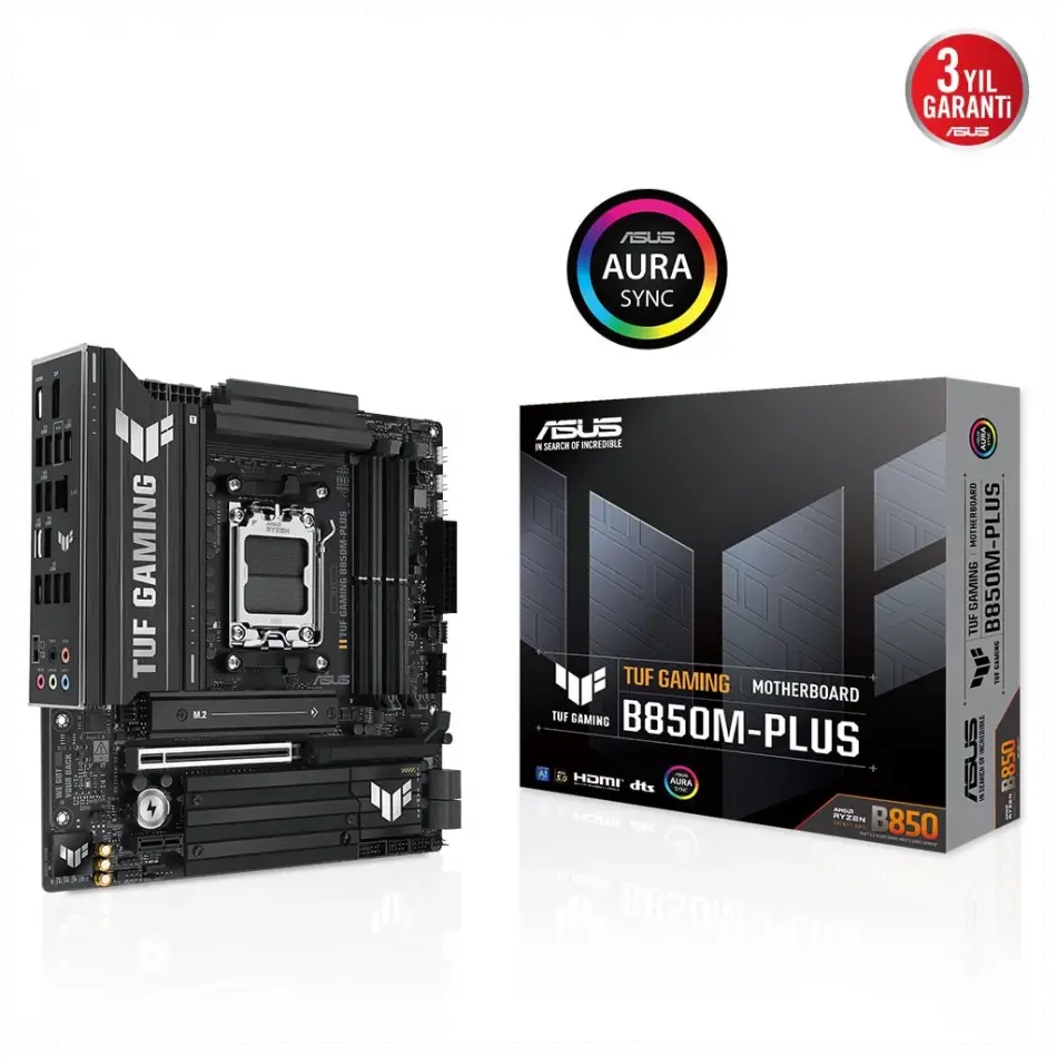 Asus Tuf Gamıng B850m-plus, 4xddr5, 3x M.2, Hdmı, Dp, Type-c, Am5 Soket Gamıng Anakart