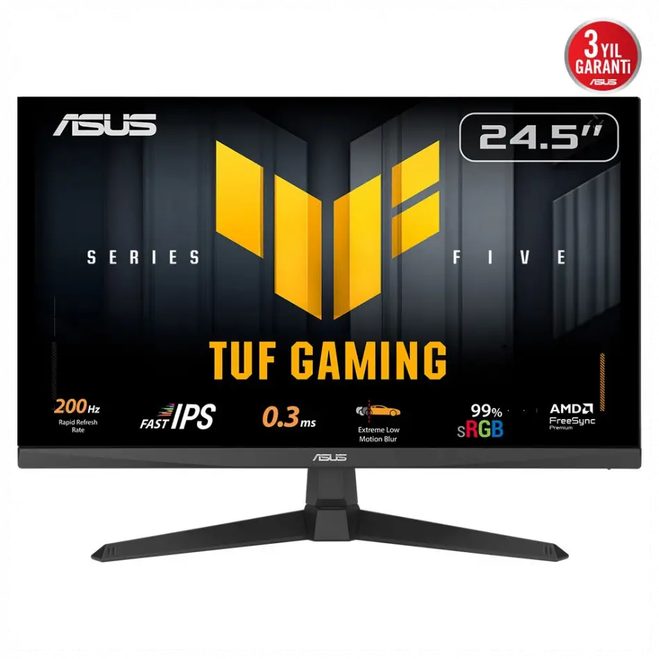 Asus Tuf Gamıng Vg259Q5a 24,5 0.3ms, 200hz, Full Hd, Dp, 2xhdmı, Hoparlör, Ips Panel, Elmb Sync Premium, Gamıng Monitör