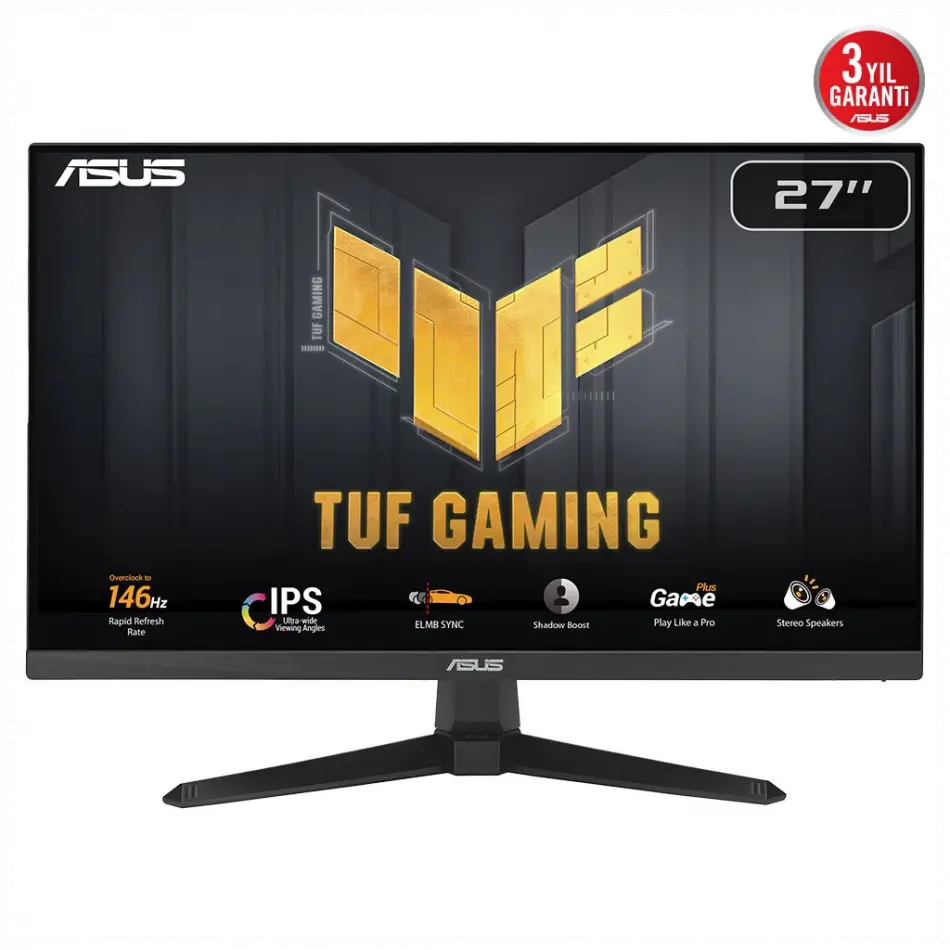 Asus Tuf Gamıng Vg279Qe5a 27 1ms, 146hz, Full Hd, Dp, Hdmı, Hoparlör, Fast Ips Led, Düşük Mavi Işık, Freesync Premium, Gamıng Monitör