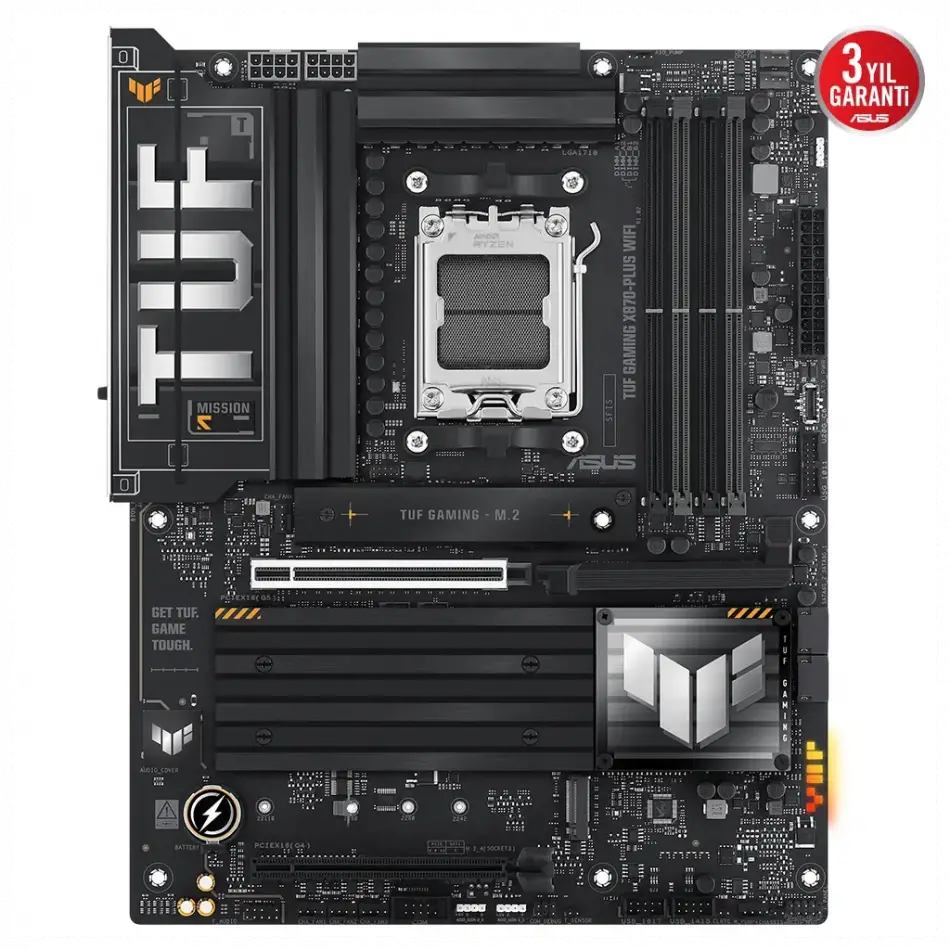 Asus Tuf Gamıng X870-plus Wıfı, 4xddr5, 4xm.2, Hdmı, Dp, Type-c, Wi-fi 7, Bluetooth V5.4, Am5 Soket Gamıng Anakart