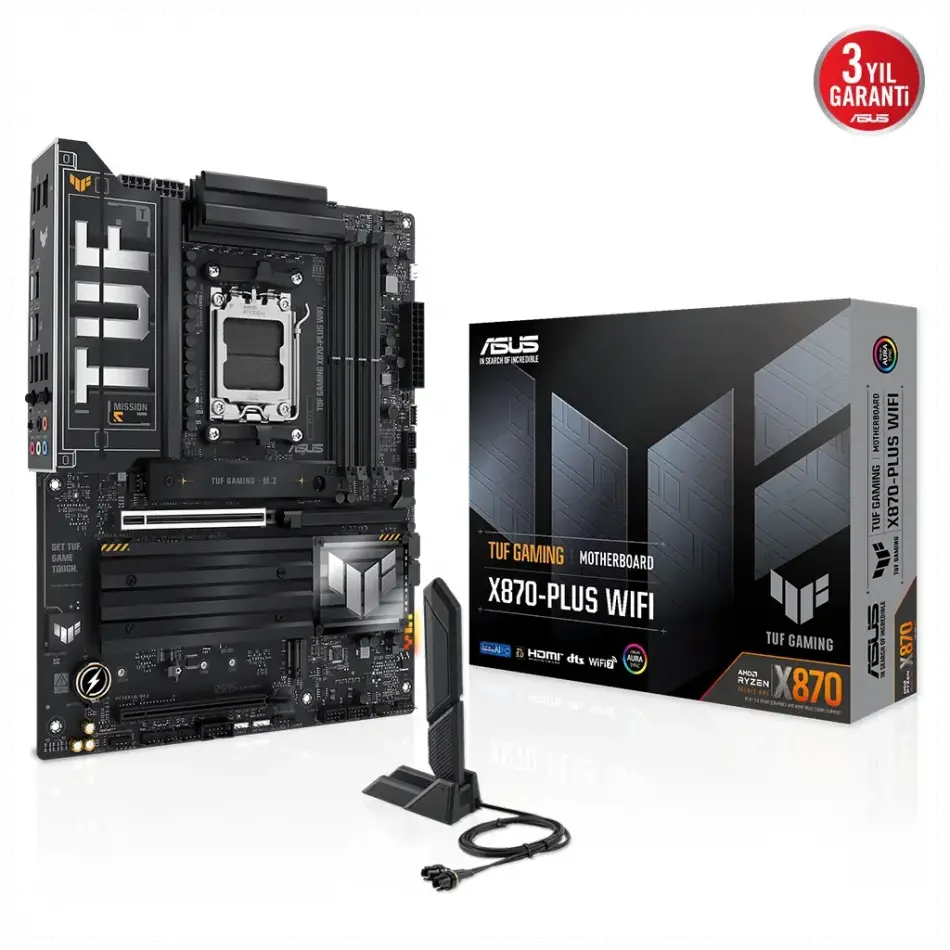 Asus Tuf Gamıng X870-plus Wıfı, 4xddr5, 4xm.2, Hdmı, Dp, Type-c, Wi-fi 7, Bluetooth V5.4, Am5 Soket Gamıng Anakart