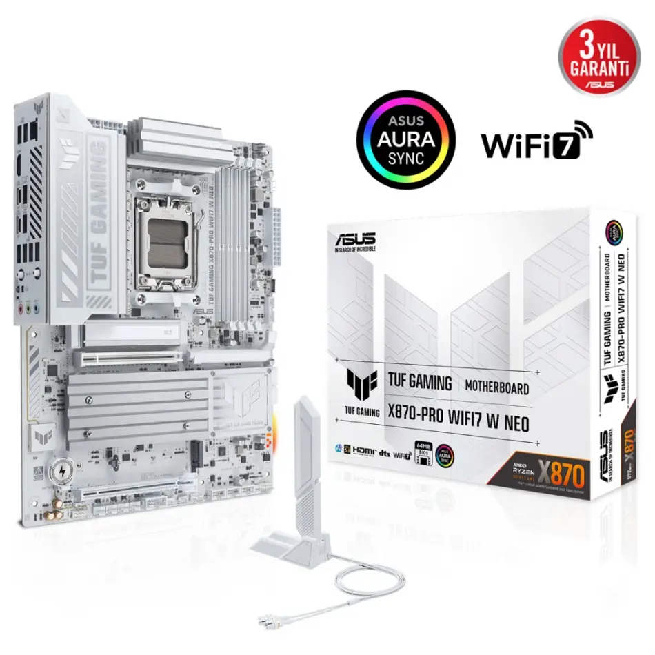Asus Tuf Gamıng X870-pro Wıfı7 W Neo, 4xddr5, 4xm.2, Hdmı, Dp, Type-c, Wi-fi 7, Bluetooth V5.4, Am5 Soket Gamıng Anakart