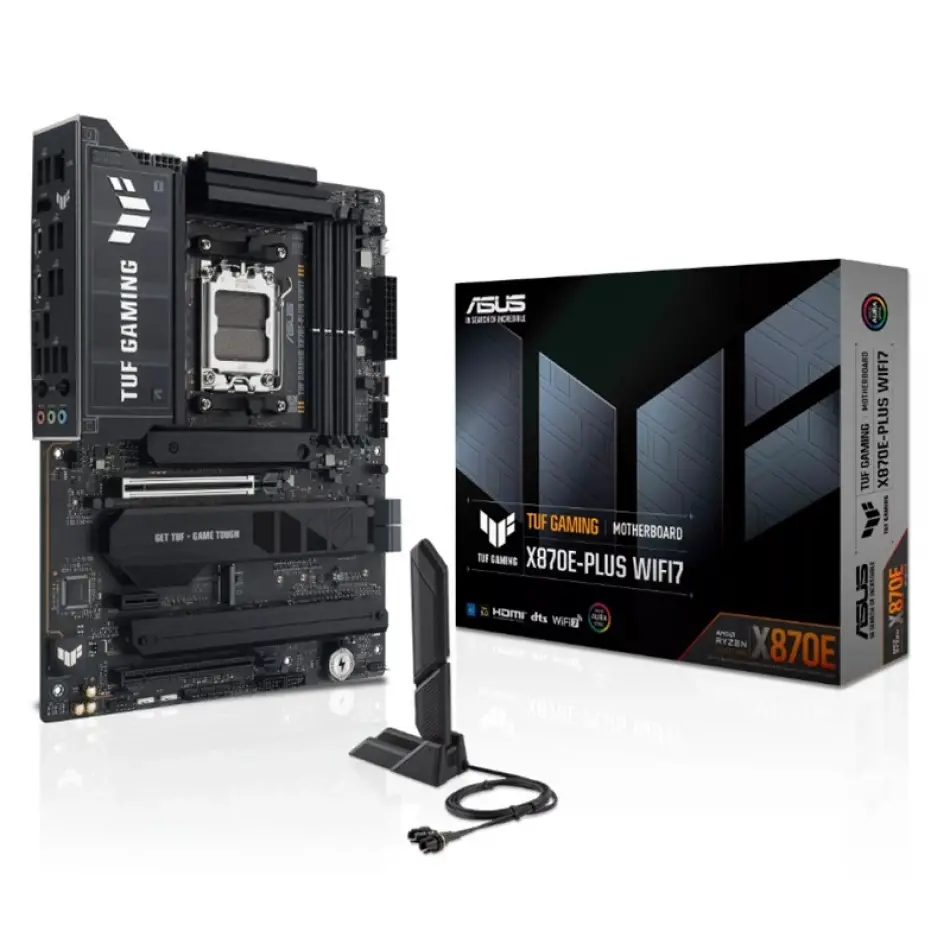 Asus Tuf Gamıng X870e-plus Wıfı7 Ddr5 8000mt/s 1xhdmı 2xusb 4xm.2 Am5 Atx (amd Am5 9000/8000/7000 Se