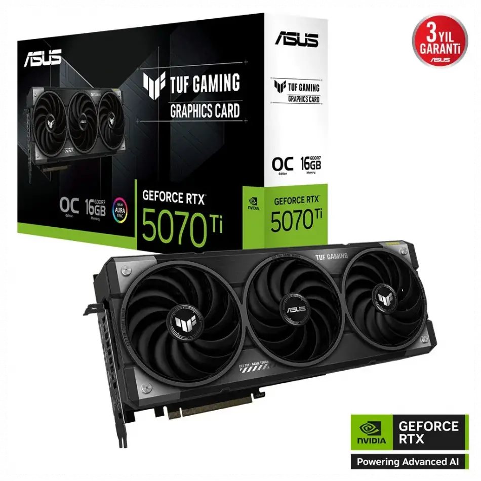 Asus Tuf-rtx5070tı-o16g-gamıng, 16gb, 256bit, Gddr7, 2xhdmı, 3xdp Gamıng Ekran Kartı