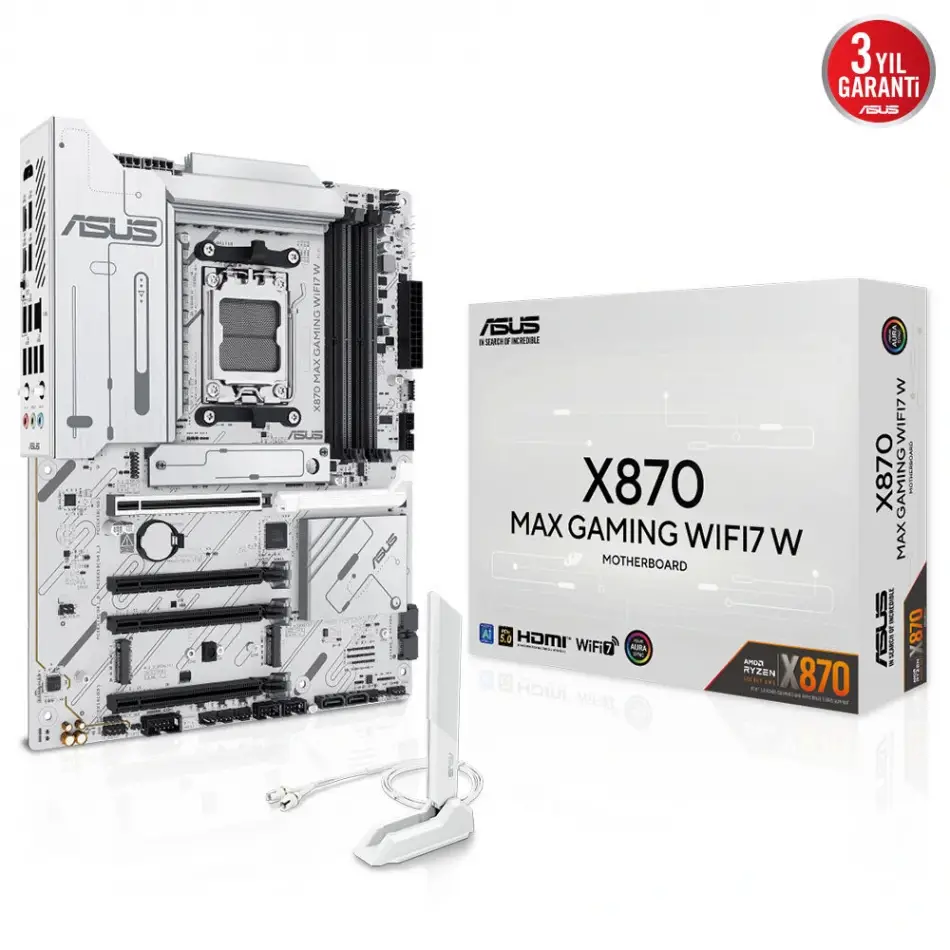 Asus X870 Max Gamıng Wıfı 7  Amd Anakart Beyaz