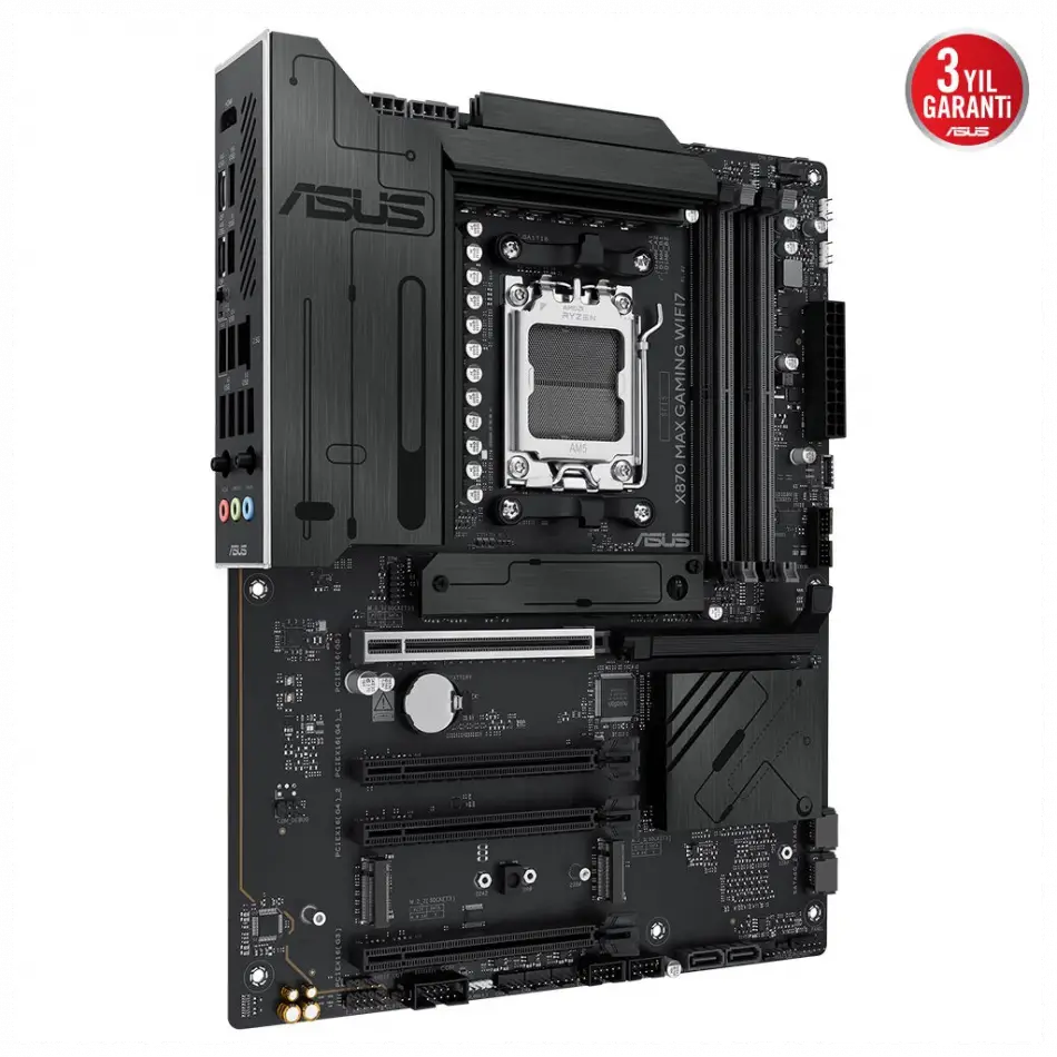 Asus X870 Max Gamıng Wıfı7, 4xddr5, 3x M2, Hdmı, Dp, Type-c, Wi-fi 7, Bluetooth V5.3, Am5 Soket Gamıng Anakart