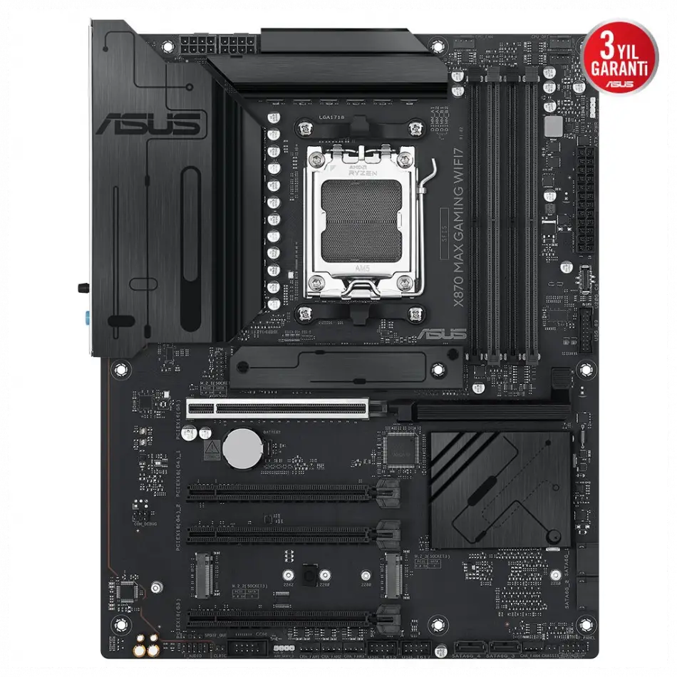 Asus X870 Max Gamıng Wıfı7, 4xddr5, 3x M2, Hdmı, Dp, Type-c, Wi-fi 7, Bluetooth V5.3, Am5 Soket Gamıng Anakart