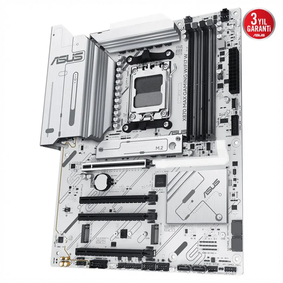 Asus X870 Max Gamıng Wıfı7 W, 4xddr5, 3xm2, Hdmı, Dp, Type-c, Wi-fi 7, Bluetooth V5.3, Am5 Soket Gamıng Anakart