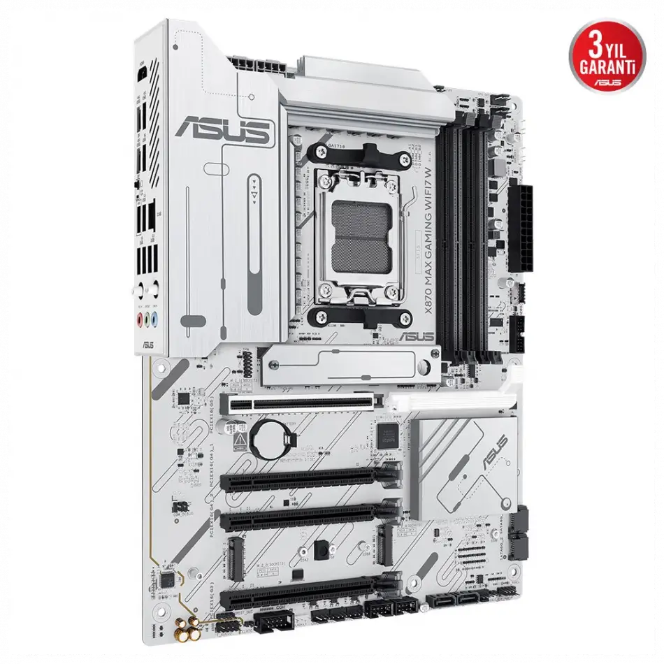 Asus X870 Max Gamıng Wıfı7 W, 4xddr5, 3xm2, Hdmı, Dp, Type-c, Wi-fi 7, Bluetooth V5.3, Am5 Soket Gamıng Anakart