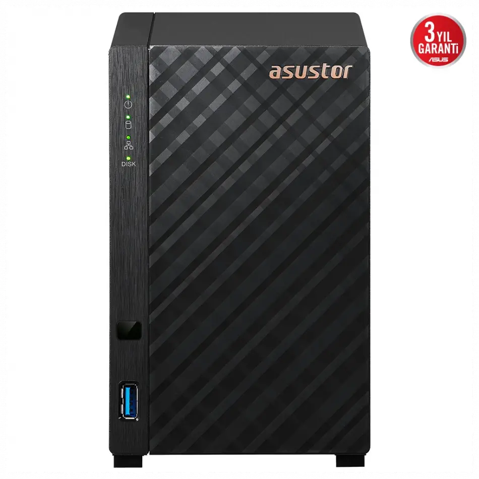 Asustor As1102tl, 1gb Ddr4 Ram, 2 Yuvalı (2x22tb Destek), 1x1gbe Network, Usb 3.2, Usb 2.0, Tower Nas (yedekleme) Cihazı