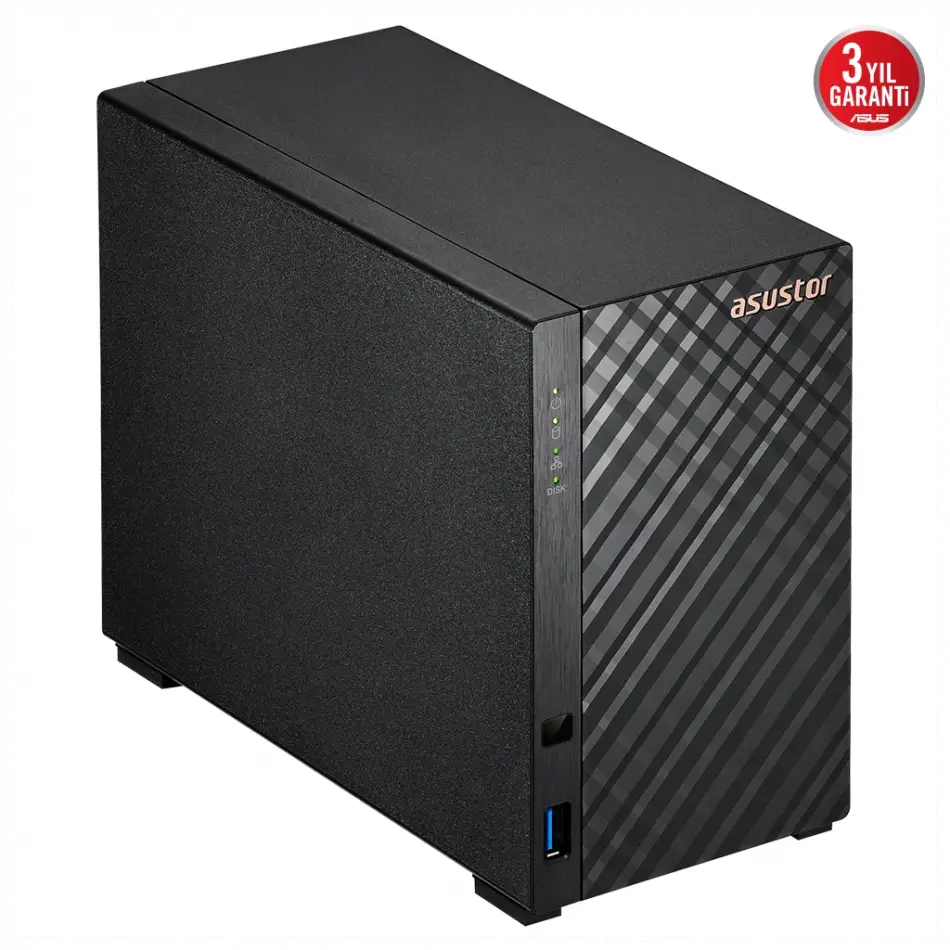 Asustor As1102tl, 1gb Ddr4 Ram, 2 Yuvalı (2x22tb Destek), 1x1gbe Network, Usb 3.2, Usb 2.0, Tower Nas (yedekleme) Cihazı