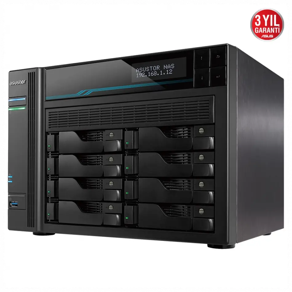 Asustor As6508t, 8gb Ddr4 Ram, 8 Yuvalı (8x22tb Destek), 2xm.2 Nvme Pcı-e, 2x10gbe, 2x2.5gbe Network, 2xusb 3.2, Tower Nas (yedekleme) Cihazı