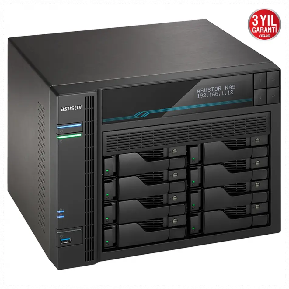 Asustor As6508t, 8gb Ddr4 Ram, 8 Yuvalı (8x22tb Destek), 2xm.2 Nvme Pcı-e, 2x10gbe, 2x2.5gbe Network, 2xusb 3.2, Tower Nas (yedekleme) Cihazı