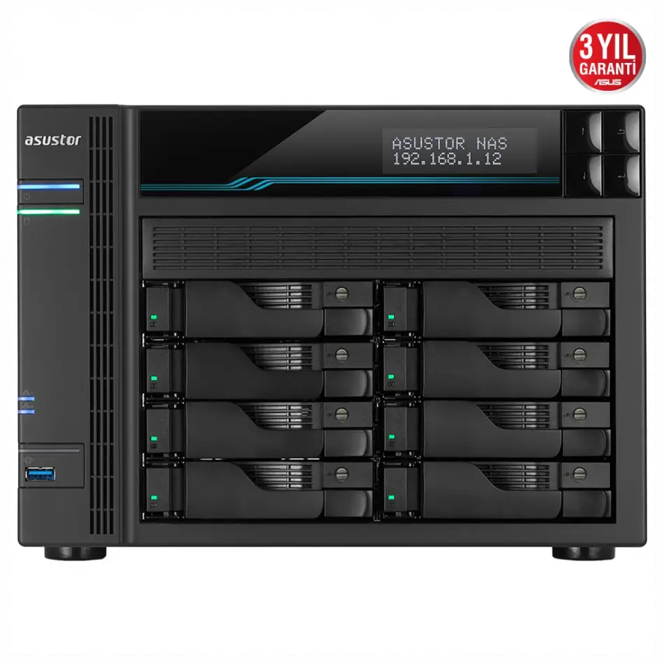 Asustor As6508t, 8gb Ddr4 Ram, 8 Yuvalı (8x22tb Destek), 2xm.2 Nvme Pcı-e, 2x10gbe, 2x2.5gbe Network, 2xusb 3.2, Tower Nas (yedekleme) Cihazı