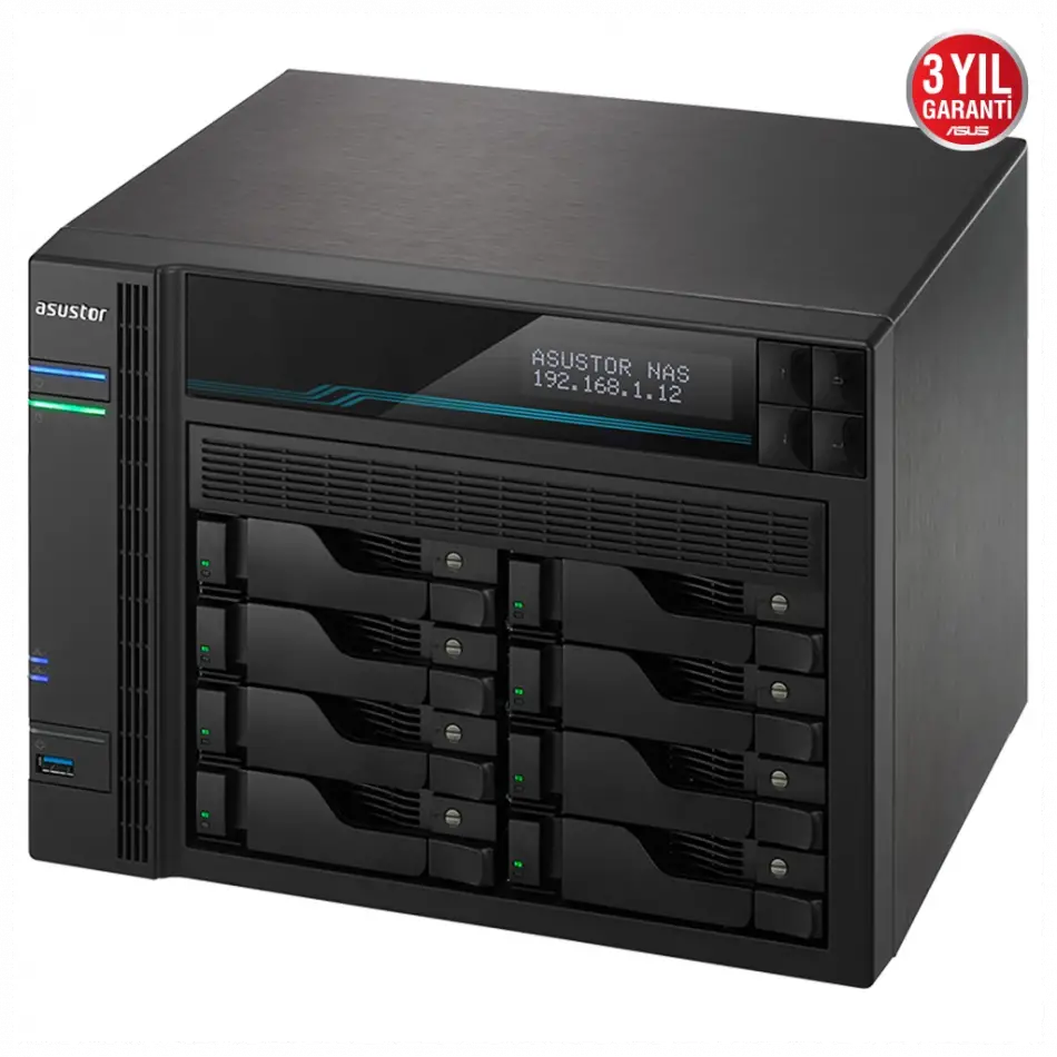 Asustor As6508t, 8gb Ddr4 Ram, 8 Yuvalı (8x22tb Destek), 2xm.2 Nvme Pcı-e, 2x10gbe, 2x2.5gbe Network, 2xusb 3.2, Tower Nas (yedekleme) Cihazı