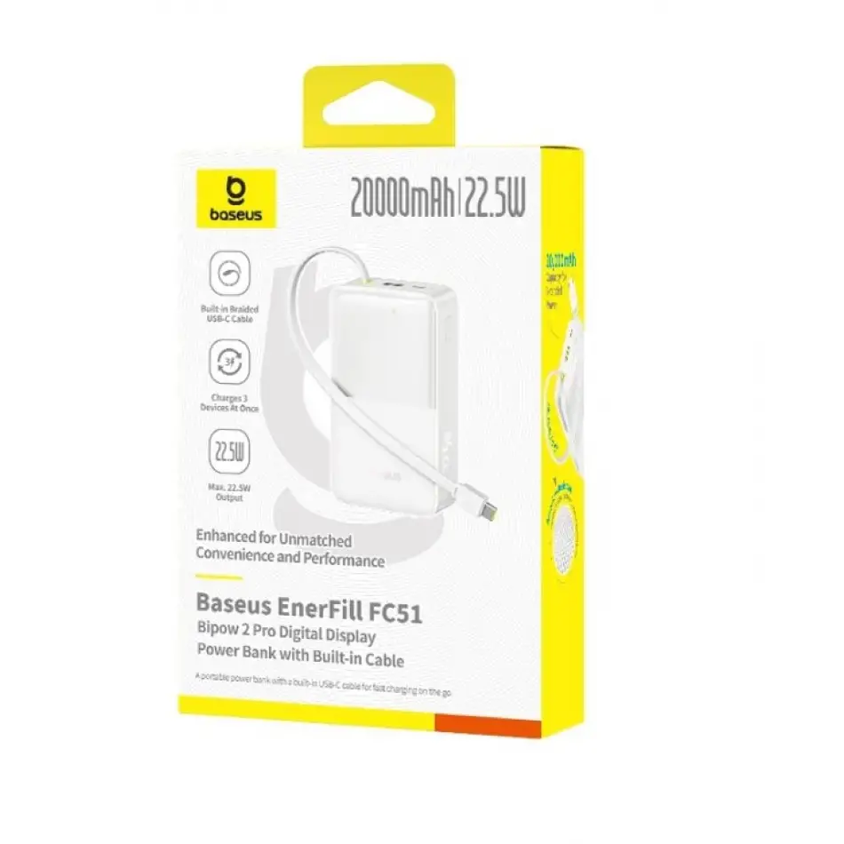 BASEUS ENERFILL FC51 BIPOW2 PRO 10000 22.5W BEYAZ