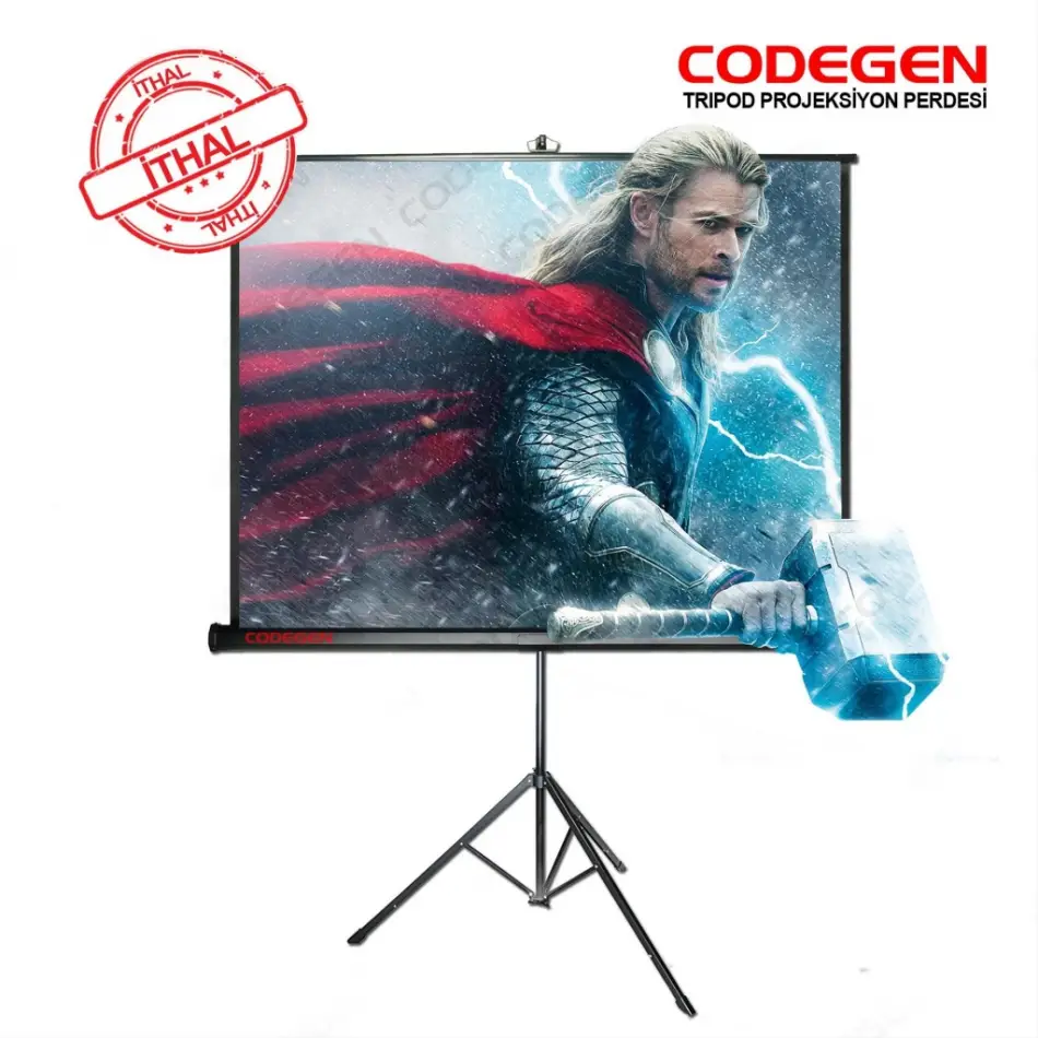 Codegen Tx-20 Trıpod Projeksiyon Perdesi 200x200 (arkası Siyah Fonlu - Taşınabilir Ayaklı Model)