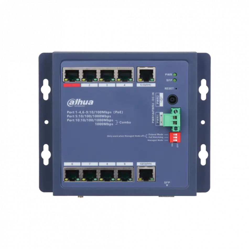Dahua Chs4110-8et-90-f, 8 Port, Megabit, Poe 90w, 1 Port Uplink, 1 Port Combo, Cloud Yönetilebilir, Switch