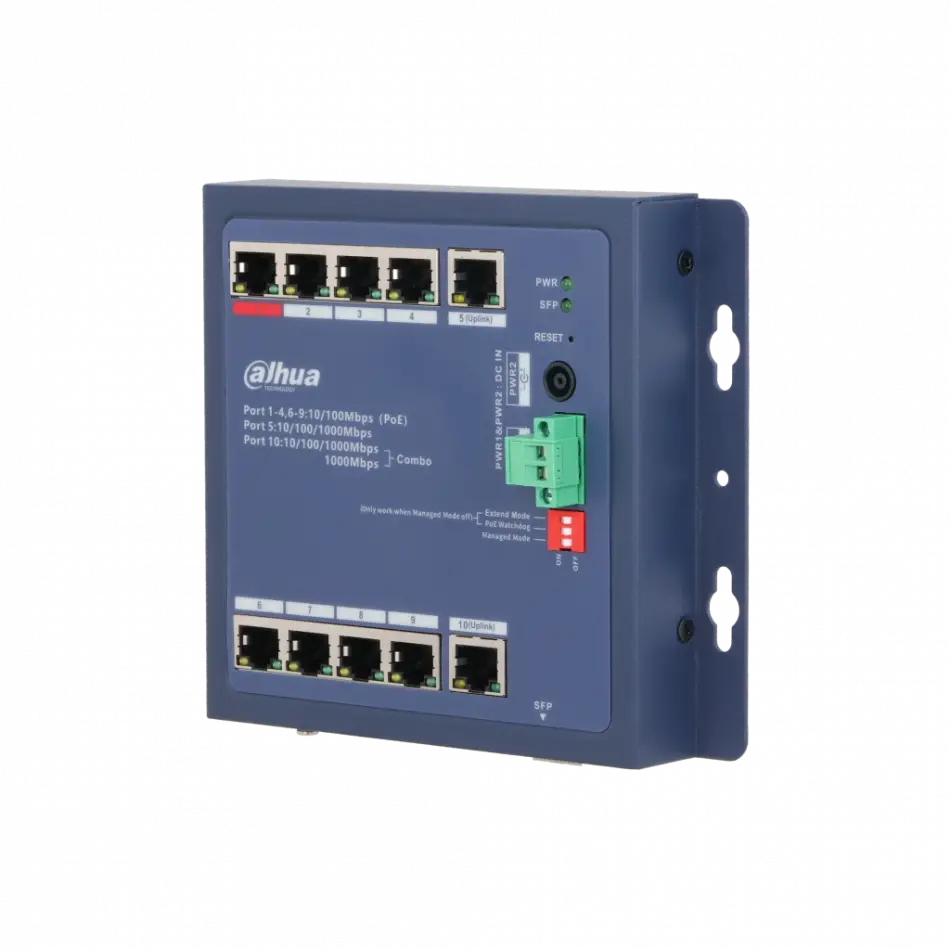 Dahua Chs4110-8et-90-f, 8 Port, Megabit, Poe 90w, 1 Port Uplink, 1 Port Combo, Cloud Yönetilebilir, Switch