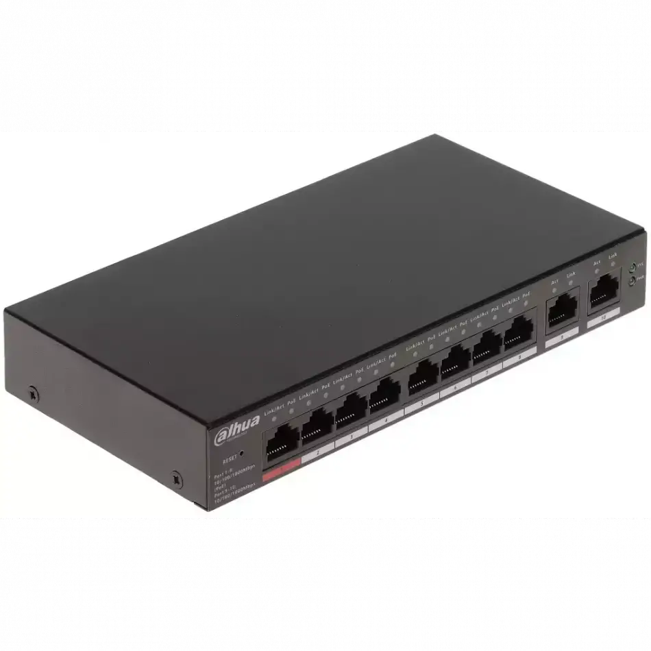 Dahua Cs4010-8gt-110, 8 Port, Gigabit, Poe 110w, 2 Port Uplink, Cloud Yönetilebilir, Switch