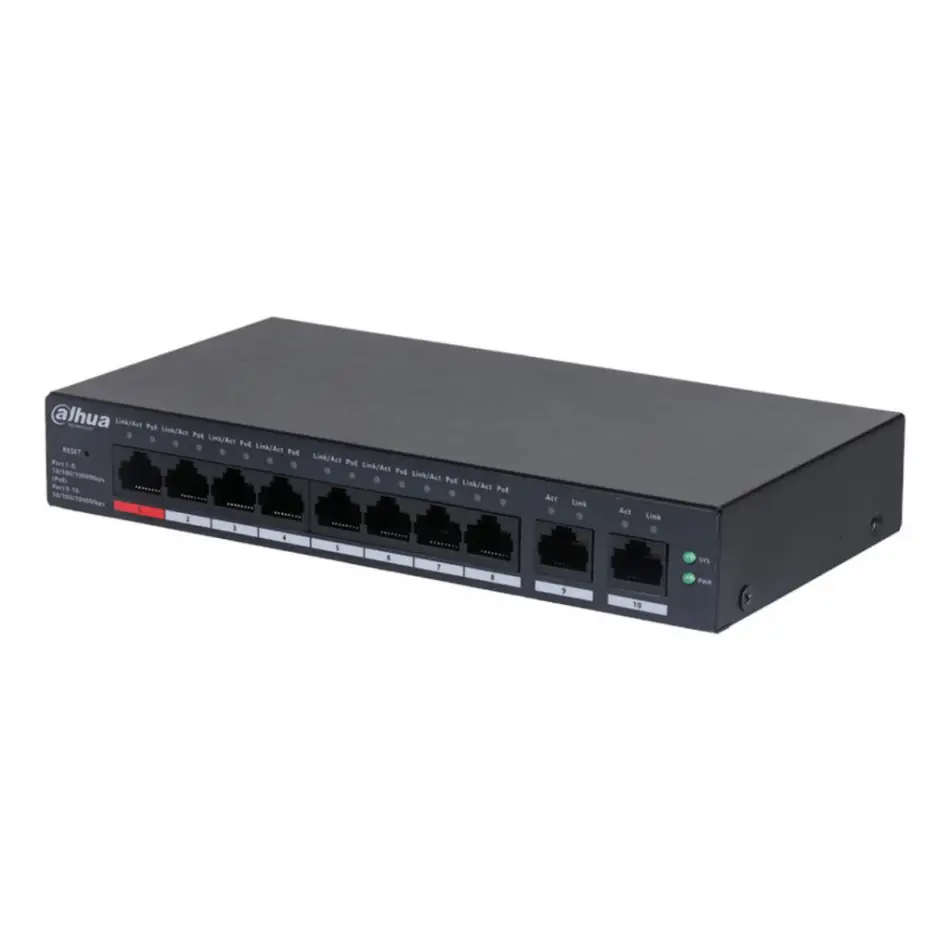 Dahua Cs4010-8gt-110, 8 Port, Gigabit, Poe 110w, 2 Port Uplink, Cloud Yönetilebilir, Switch