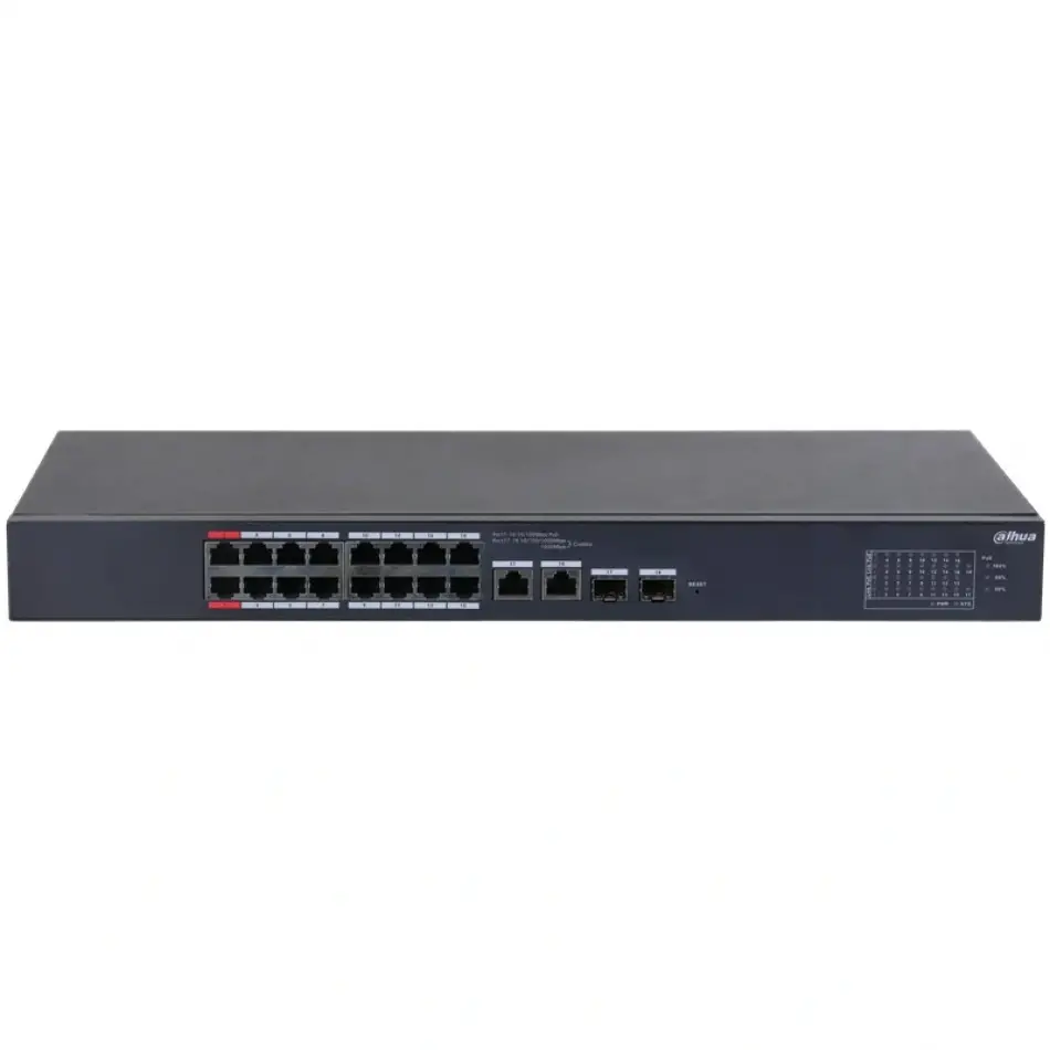 Dahua Cs4218-16et-135 16 Port 10/100 + 2xrj45/1gb Sfp Combo Cloud Yönetilebilir Rackmount 135w Poe Swıtch