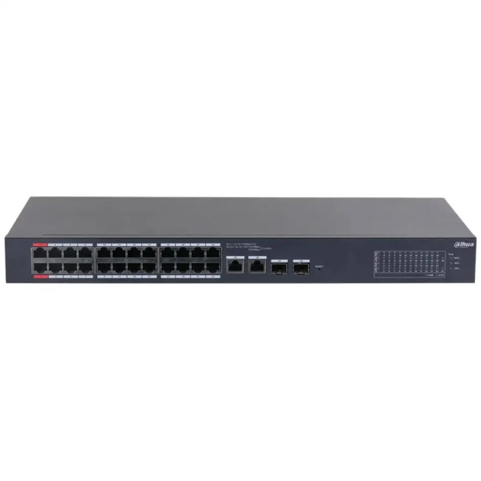 Dahua Cs4226-24et-240 24 Port 10/100 Poe Port + 2xgıgabıt Rj45/2xsfp Combo Yönetilebilir Rackmount Swıtch