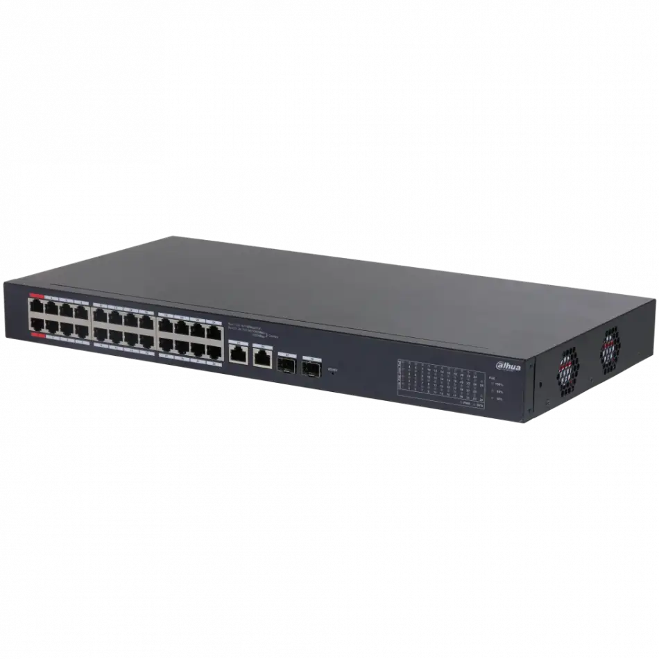 Dahua Cs4226-24et-240, 24port, Megabit, Poe 240w, 2 Port Sfp Gigabit Combo, Cloud Yönetilebilir, Switch