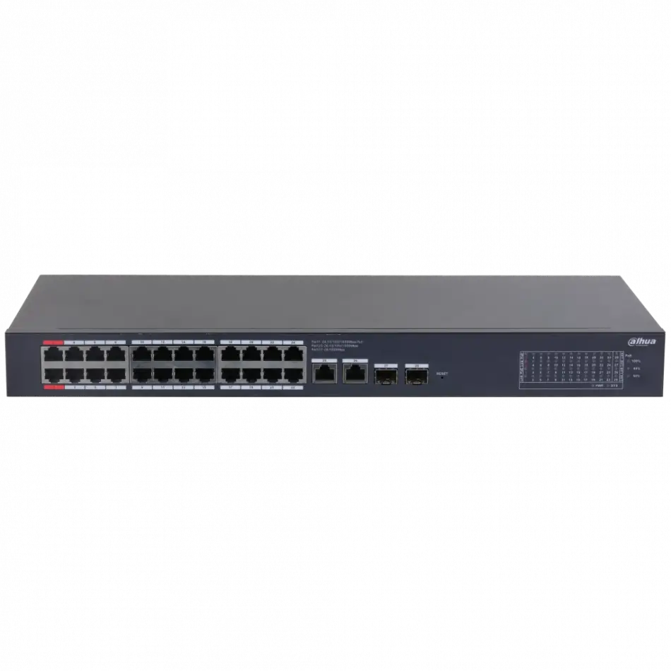 Dahua Cs4228-24gt-375, 24port, Gigabit, Poe 375w, 2 Port Uplink, 2 Port Sfp Gigabit Combo, Cloud Yönetilebilir, Switch