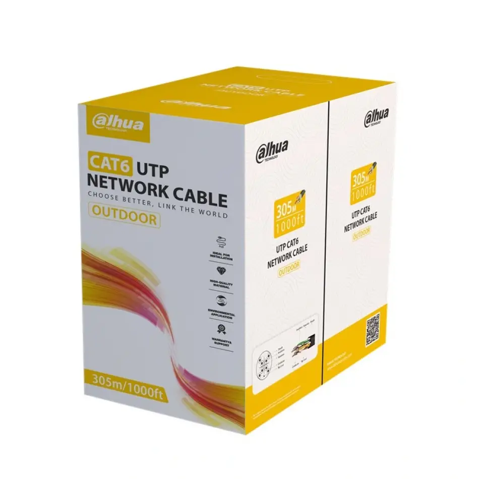 Dahua Dh-pfm920-6un U/utp 305 Metre 24awg %100 Bakır Pe Dış Ortam Outdoor Siyah Renk Cat6 Kablo