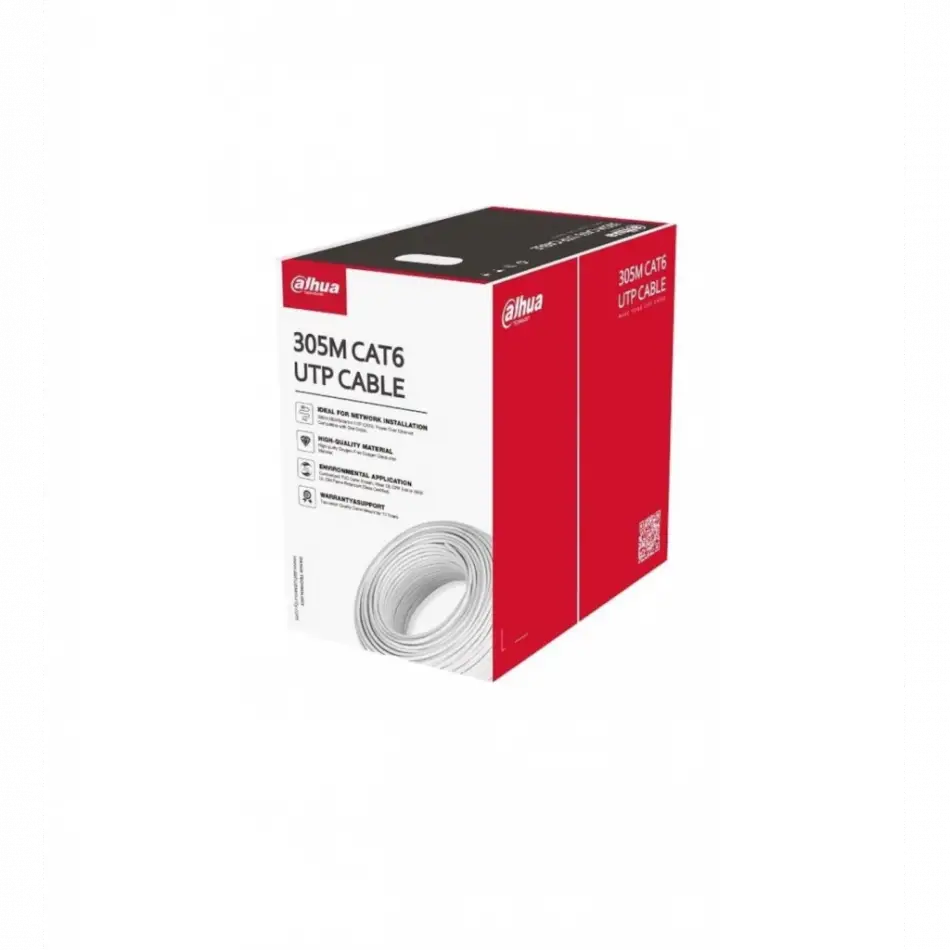Dahua Dh-pfm920ı-6un-c, Cat6 305m, 24awg 0.53mm, Utp, %100 Bakır, Pvc, Kablo, Beyaz Renk