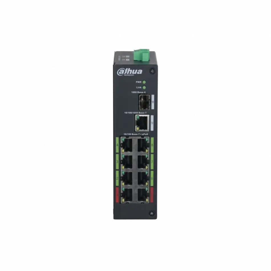 Dahua Lr2110-8et-120, 10port, Megabit, 8 Port Megabit Poe, 120w, 1 Port Gigabit, 1 Port Gigabit Sfp, Endüstriyel, Masaüstü Switch