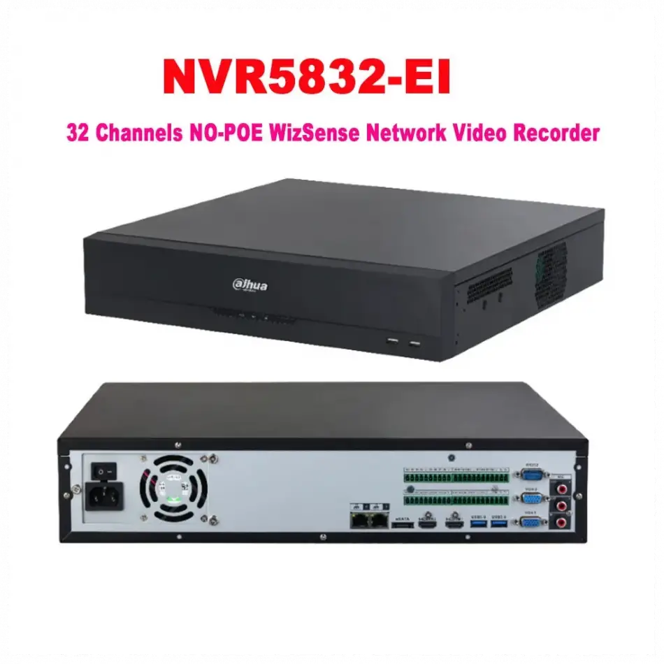 Dahua  Nvr5832-eı, 32kanal, 32mpix, H265+, 8 Hdd Desteği, 1080p Kayıt, 384mbps Bant Genişliği, 2 Port Gigabit Lan, Raıd 0/15/6/10, Nvr