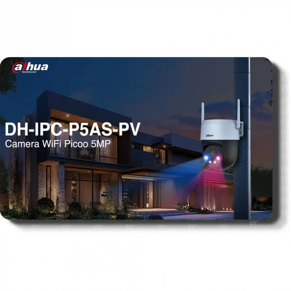 Dahua P5as-pv, 5mpix, 4mm Lens, H265,  Dual Smart Light, Ip66, Wifi, Dahili Mikrofon, Pt Speed Dome Ip Kamera