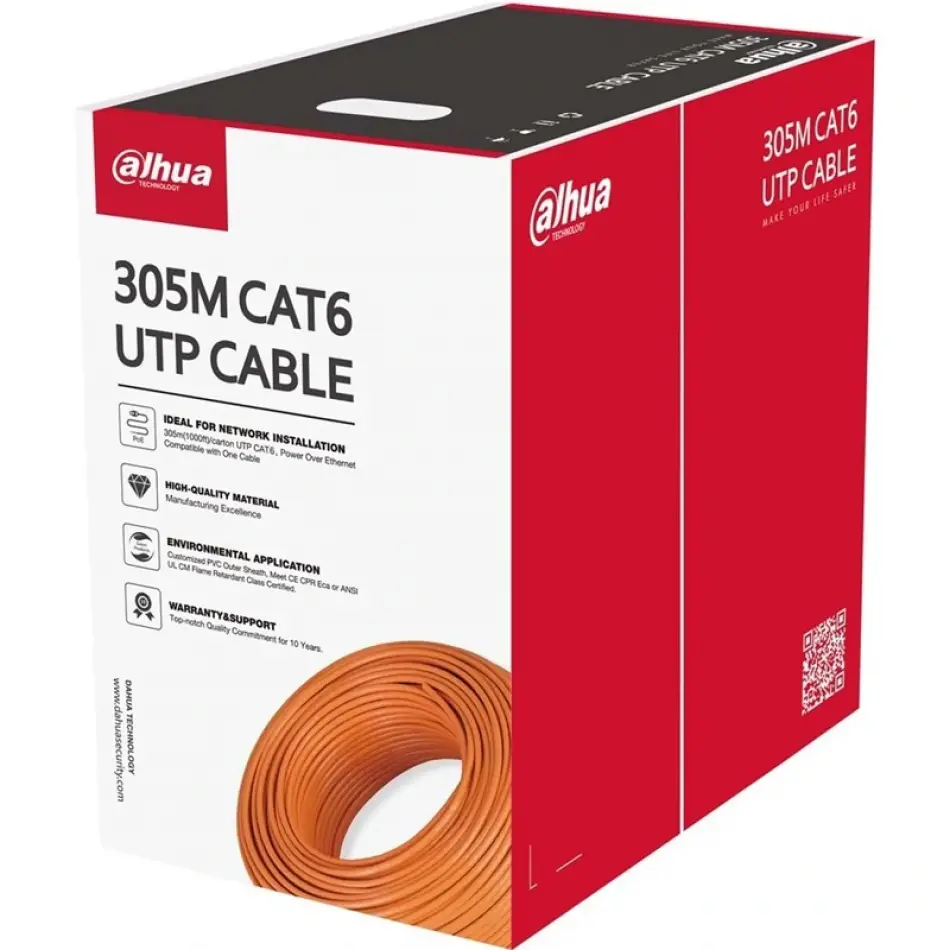 Dahua Pfm922ı-6un-c 305 Metre U/utp 23awg Cca Turuncu Renk Cat6 Kablo