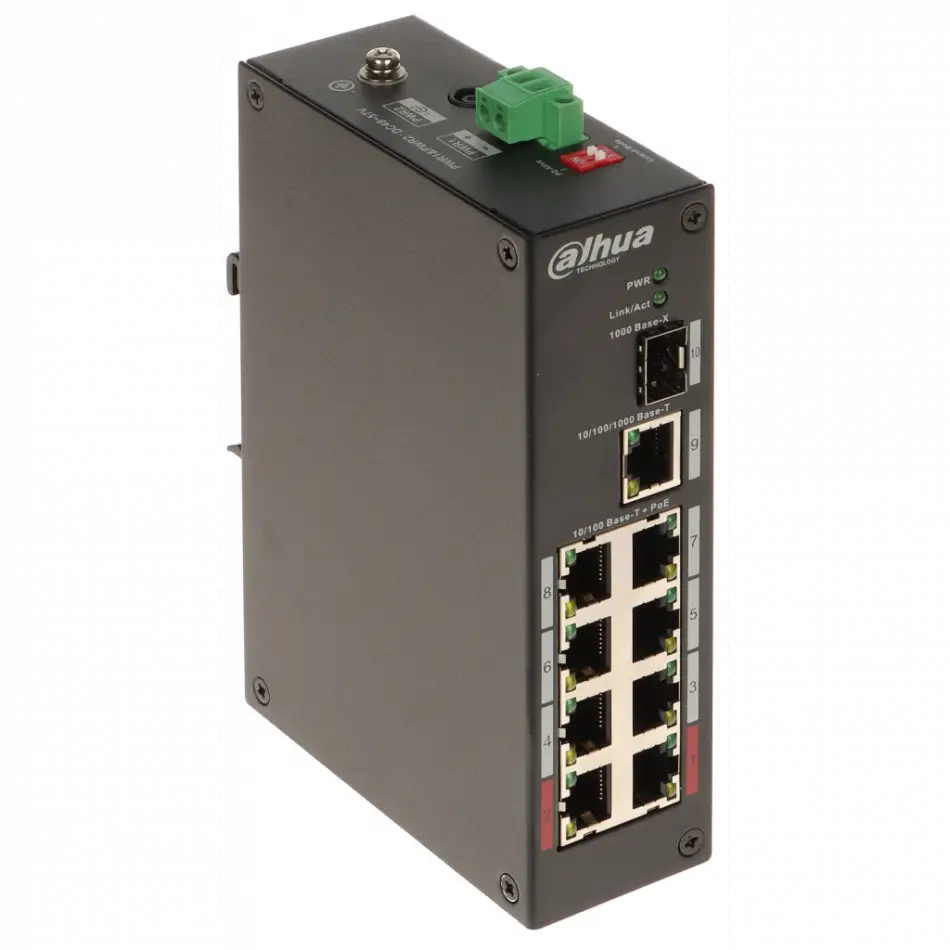 Dahua Pfs3110-8et-96-v2, 8 Port, Megabit, Poe 96w, 1 Port Gigabit Uplink, 1 Port Gigabit Sfp, Yönetilemez, Masaüstü Switch