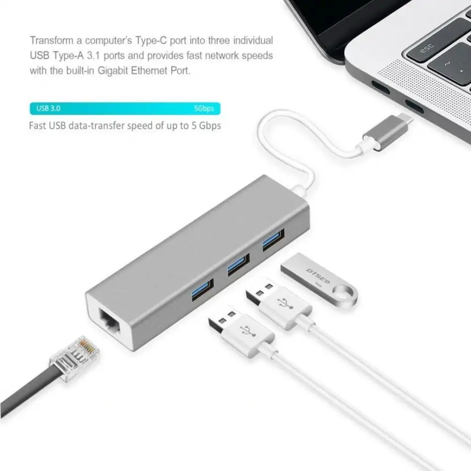 Daytona  Fc05 Tip-c=>3 Port  Usb+  Rj45 Adaptör