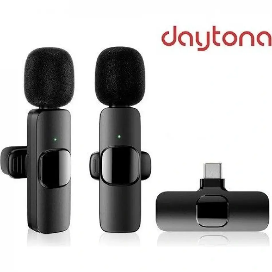 Daytona K9-t2 Kablosuz Tip-c İkili Yaka Mikrofonu
