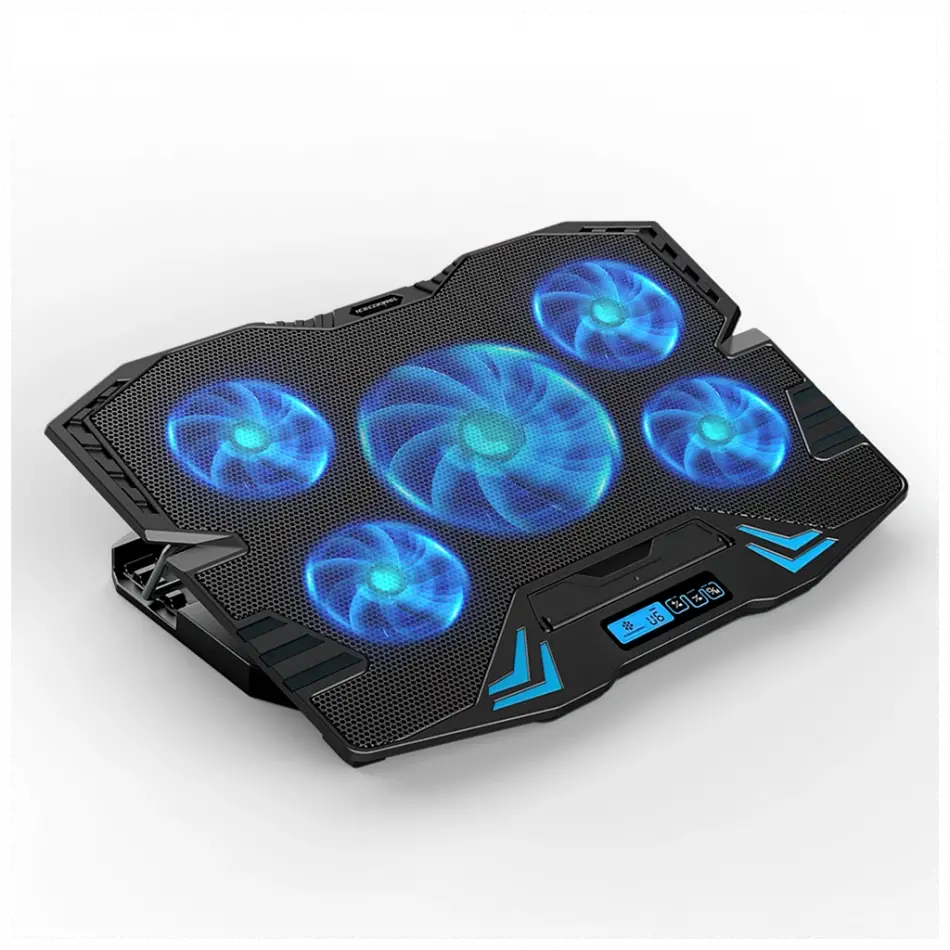 Dexım Dna003, 5ad Fan, 10-17 Notebook Soğutucu, 5 Kademeli Stand, 5 Farklı Program, Ayarlanabilir Hız, Mavi Ledli (siyah)