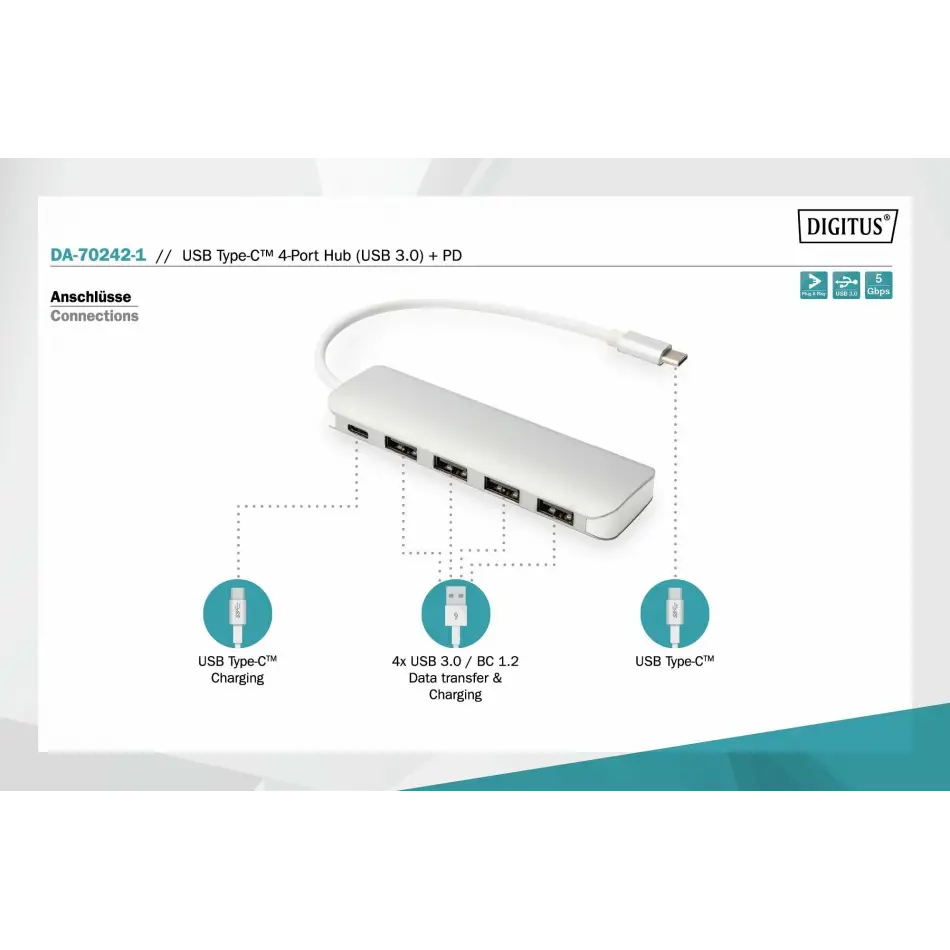 Digitus Da-70242-1 Usb3.0 4lü Hub.mac+win