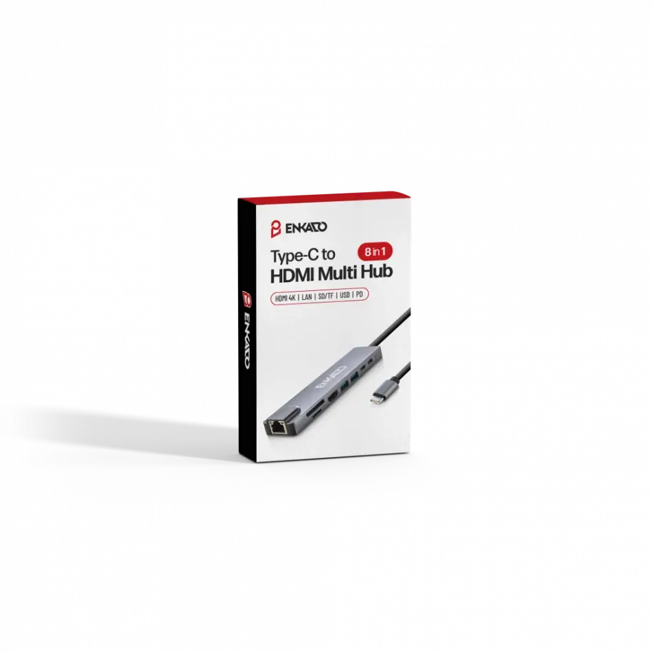 Enkado Ekd-tp42, Type-c To To Hdmı, 2pd, 2 Usb 2.0 Hdmı 4k + Sd/tf, Ethernet 100mbs Multi· Hub