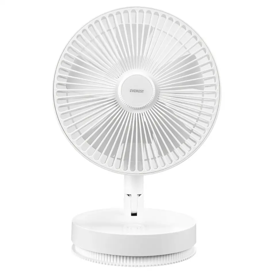 Everest Efn-600, Beyaz, 4 Kademeli Hız, Masaüstü Kullanım, Taşınabilir, Dahili 2000mah Bataryalı, Usb Şarj Girişli, Kumandalı, Vantilatör