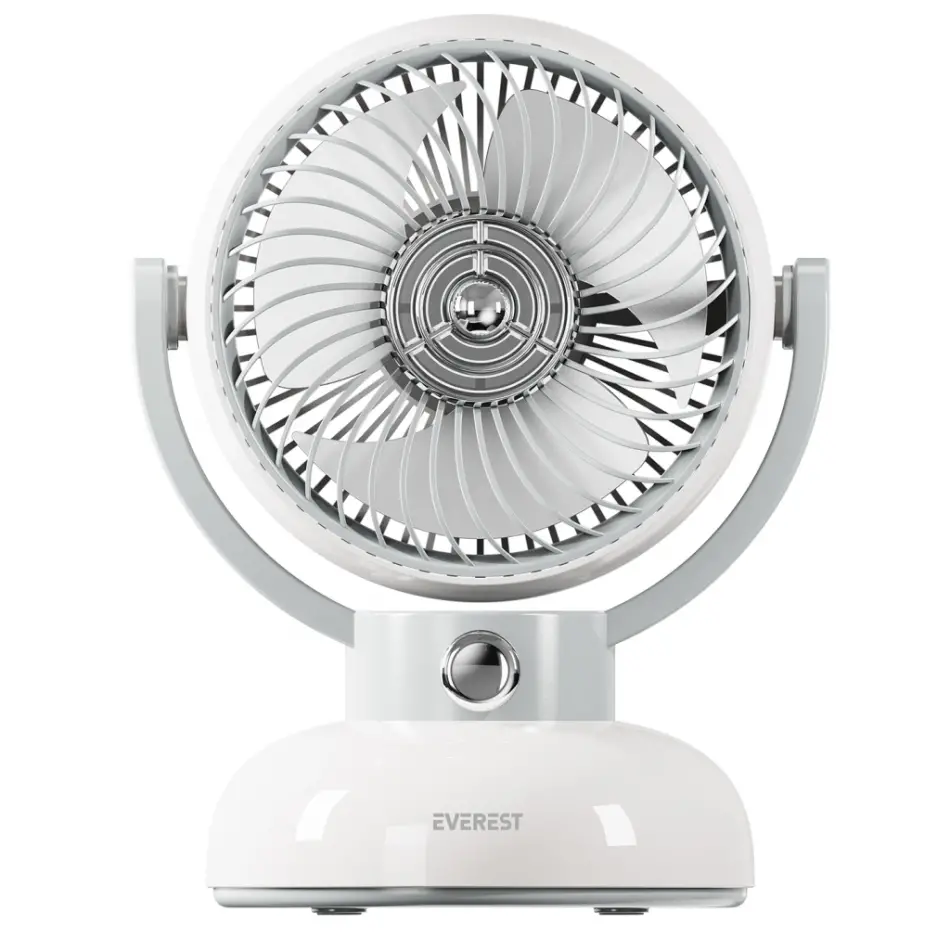 Everest Efn12, Krem, 3 Kademeli Hız, Masaüstü Kullanım, Taşınabilir, Dahili 1200mah Bataryalı, Usb Şarj Girişli, Vantilatör