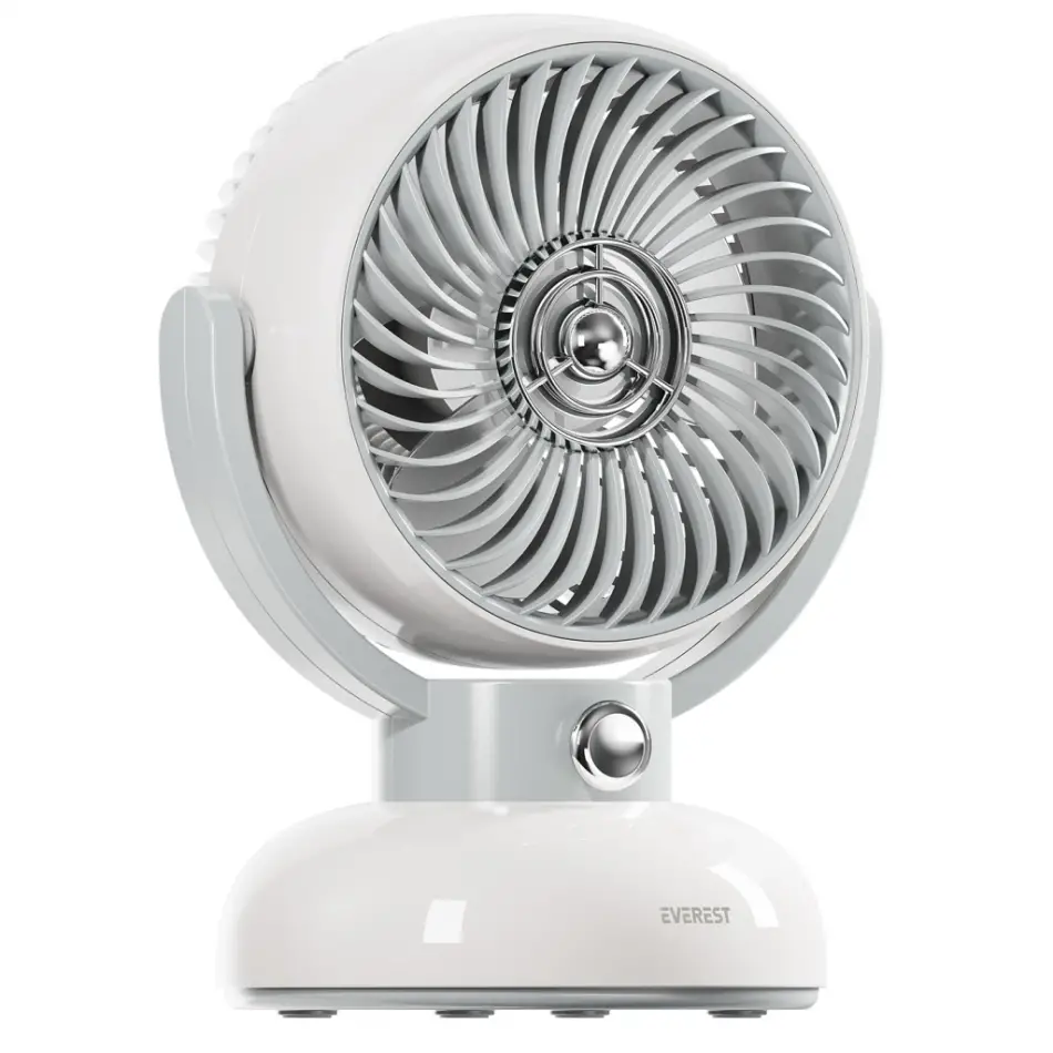 Everest Efn12, Krem, 3 Kademeli Hız, Masaüstü Kullanım, Taşınabilir, Dahili 1200mah Bataryalı, Usb Şarj Girişli, Vantilatör