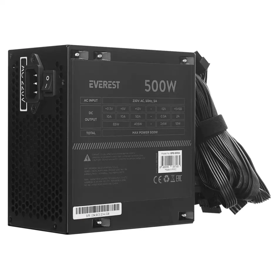 Everest Eps-500a, 500w, 12cm Fan, Atx, Gamıng Power Supply (psu) Kutulu