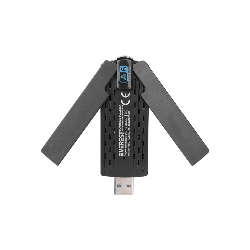 Everest Ewa1800, 1800mbp, 2.4ghz Ve 5ghz Dual Band, Wıfı 6, 2x3.5dbi Anten, Usb3.0, Wıreless Ethernet